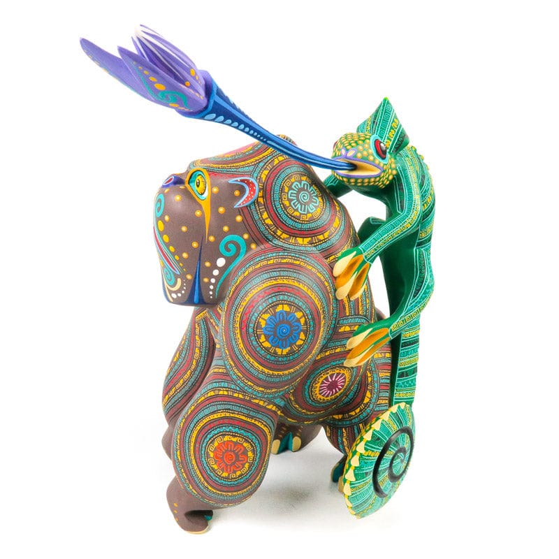 Large Masterpiece Gorilla With Chameleon - Oaxacan Alebrije Wood