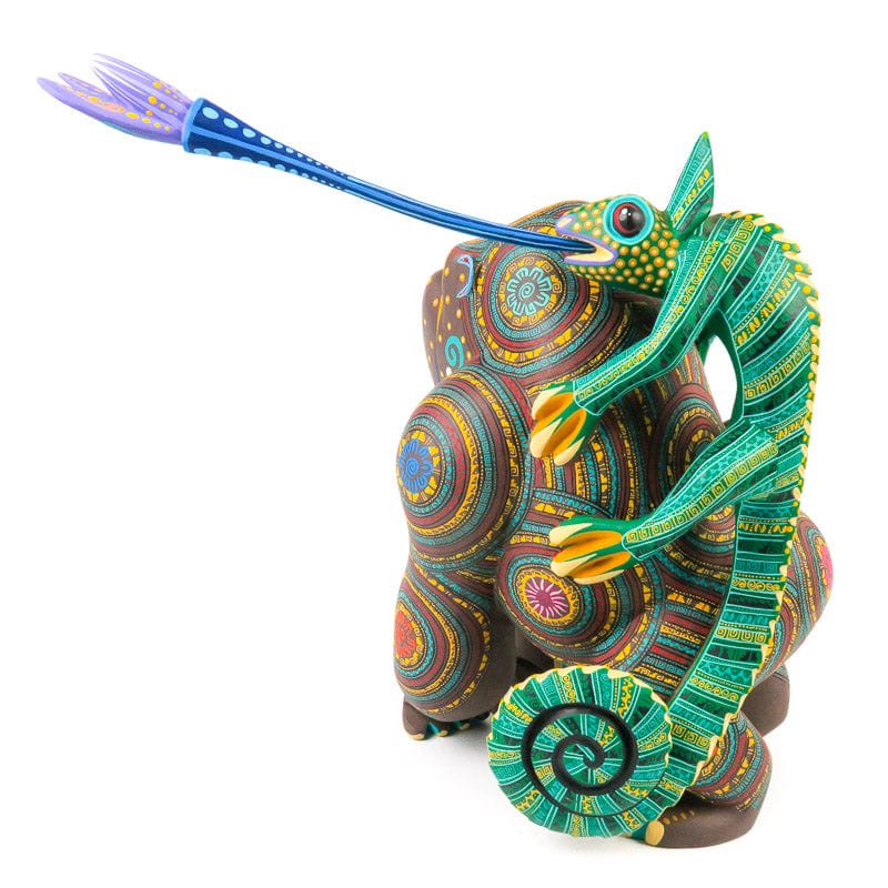 Large Masterpiece Gorilla With Chameleon - Oaxacan Alebrije Wood
