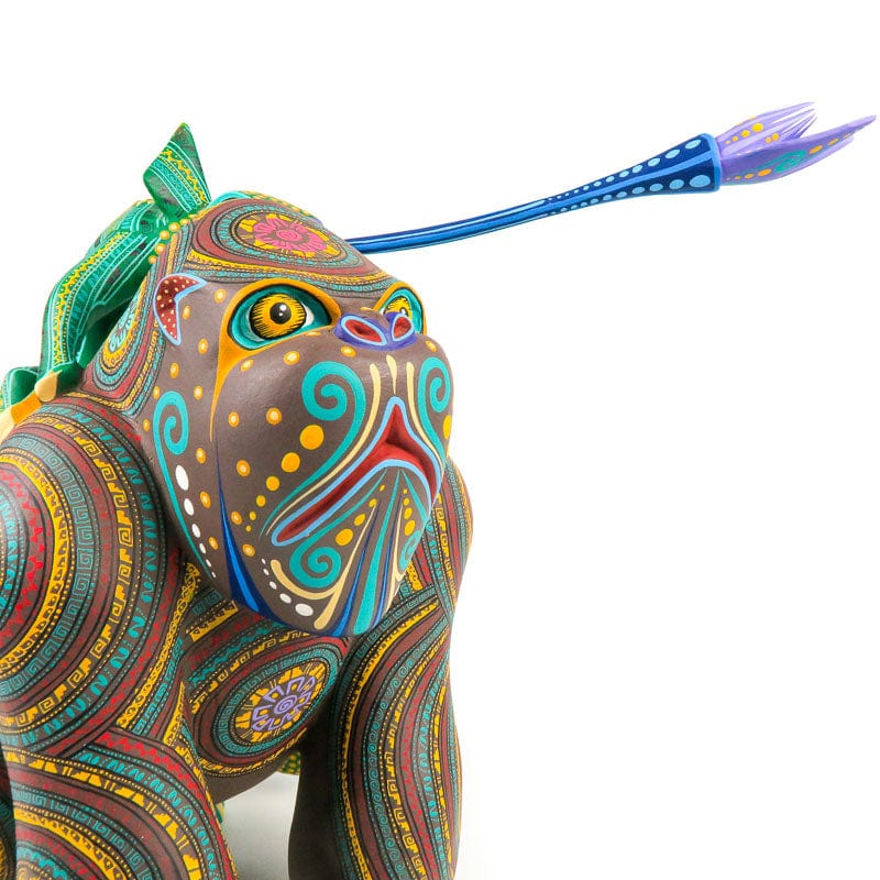 Large Masterpiece Gorilla With Chameleon - Oaxacan Alebrije Wood