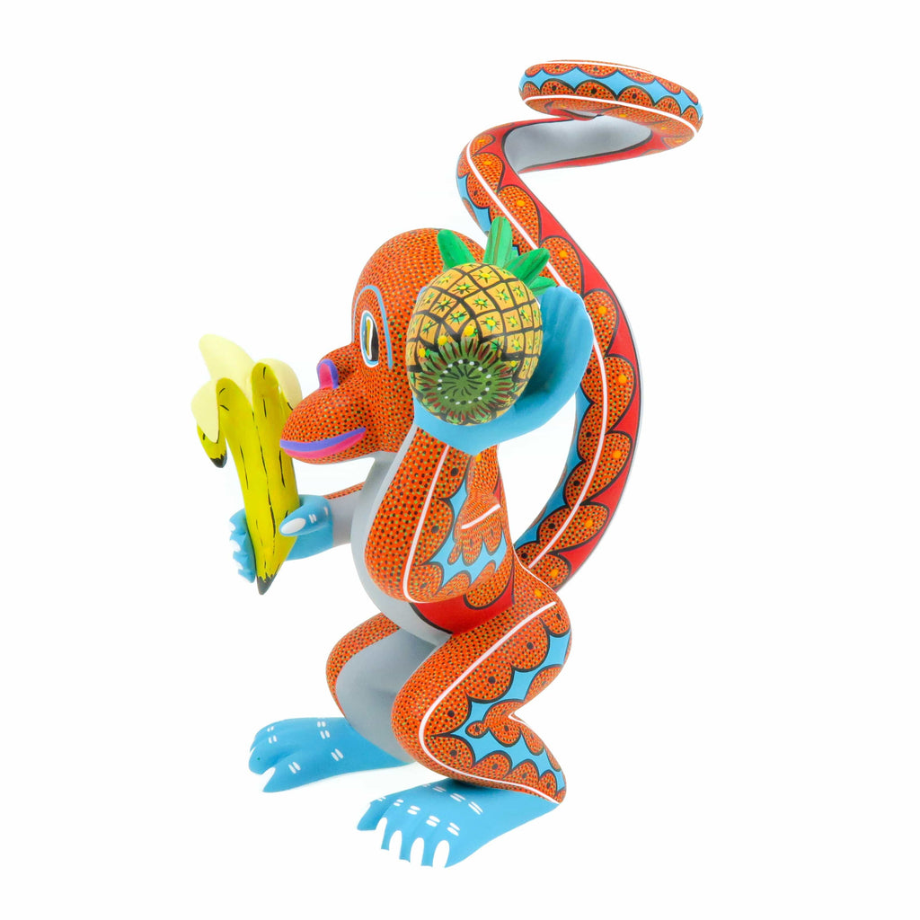 Masterpiece Monkey With Banana & Pineapple - Oaxacan Alebrije Wood