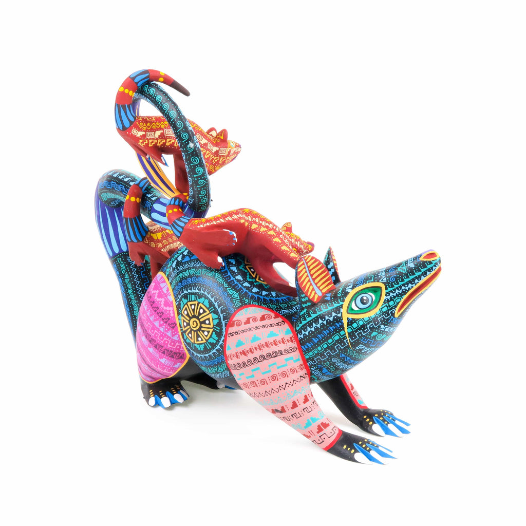 Opossum Family - Oaxacan Alebrije Wood Carving