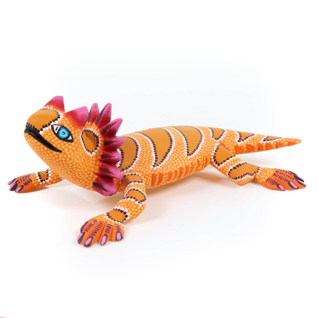Orange Horned Lizard - Oaxacan Alebrije Wood Carving – VivaMexico