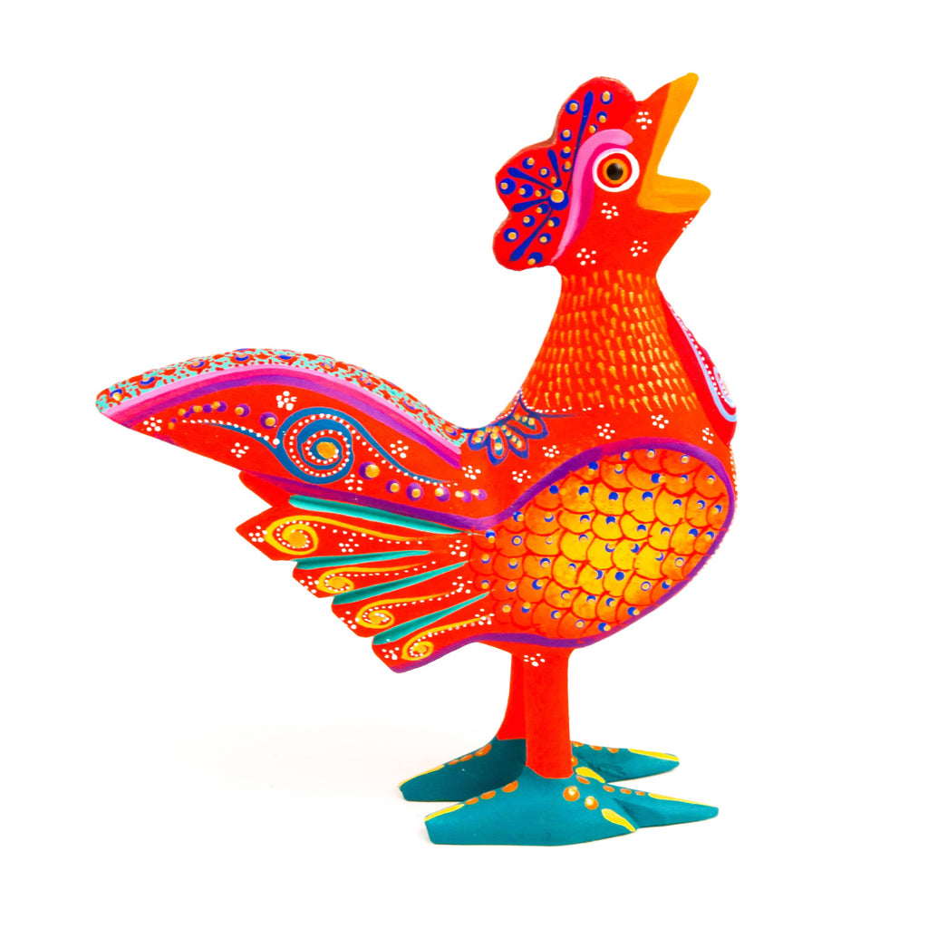 Orange Rooster - Oaxacan Alebrije Wood Carving – VivaMexico.com
