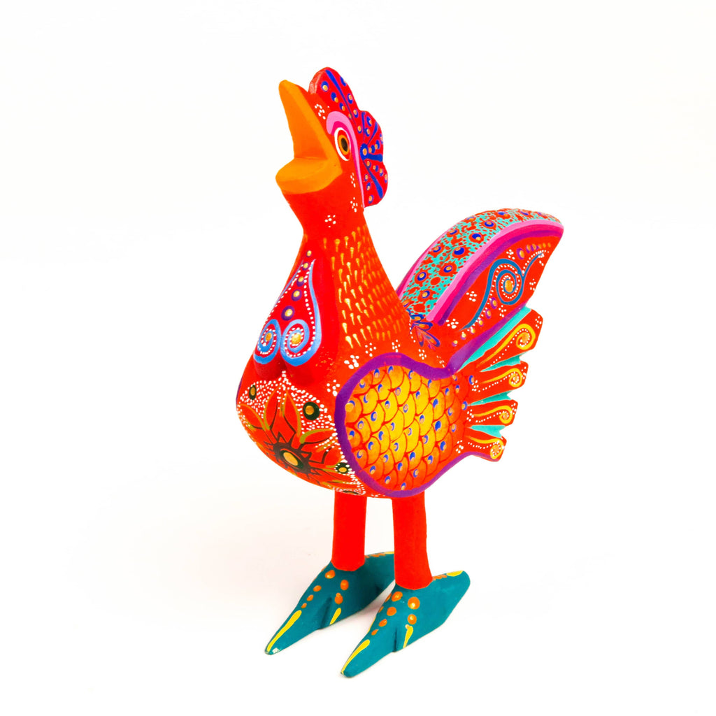 Orange Rooster - Oaxacan Alebrije Wood Carving – VivaMexico.com