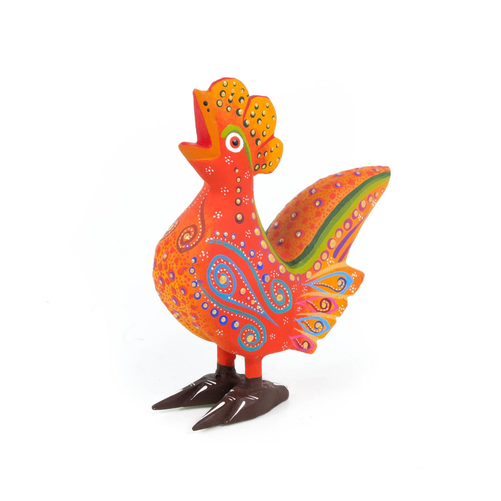 Orange Rooster - Oaxacan Alebrije Wood Carving – VivaMexico.com