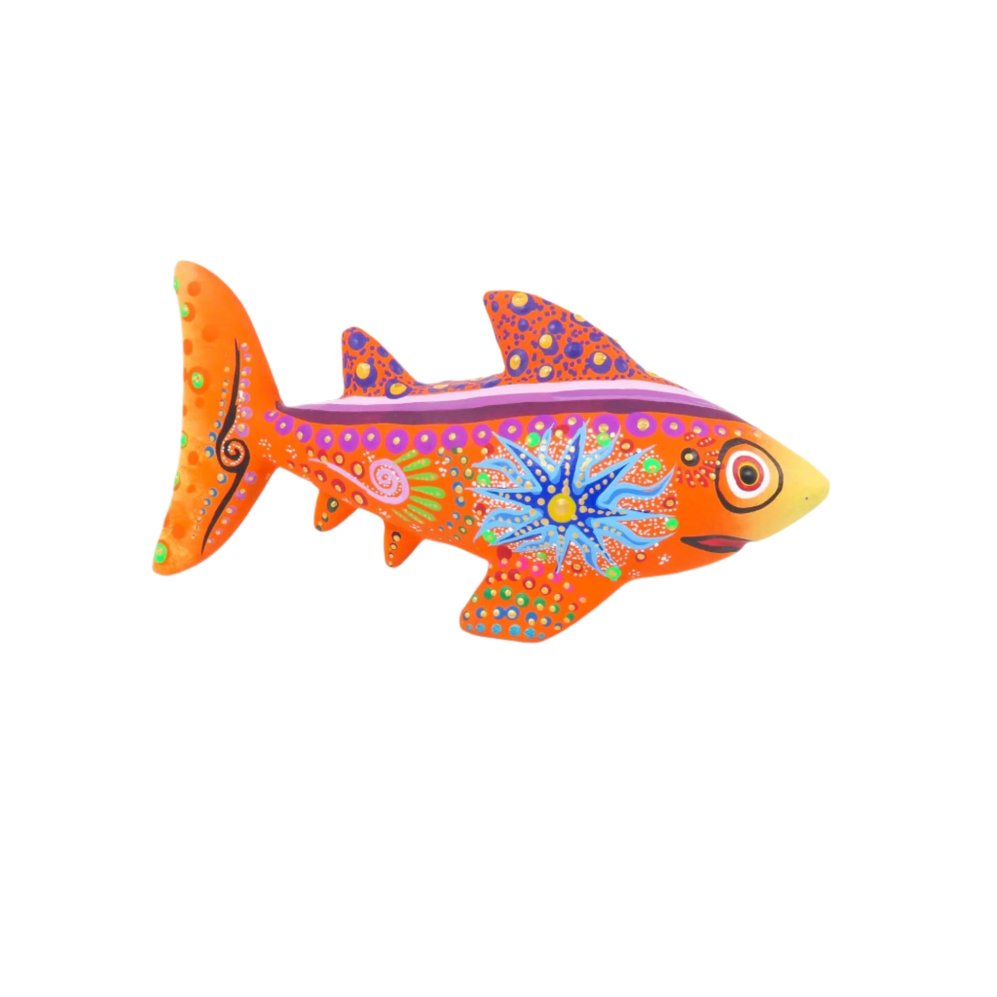 Orange Shark - Oaxacan Alebrije Wood Carving  VivaMexico.com - Mexican Art