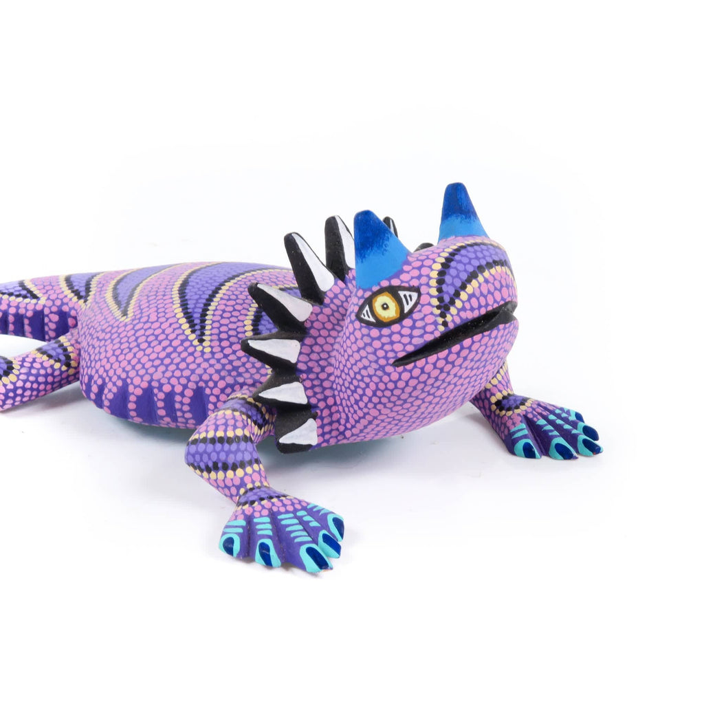 Purple Horned Lizard - Oaxacan Alebrije Wood Carving – VivaMexico