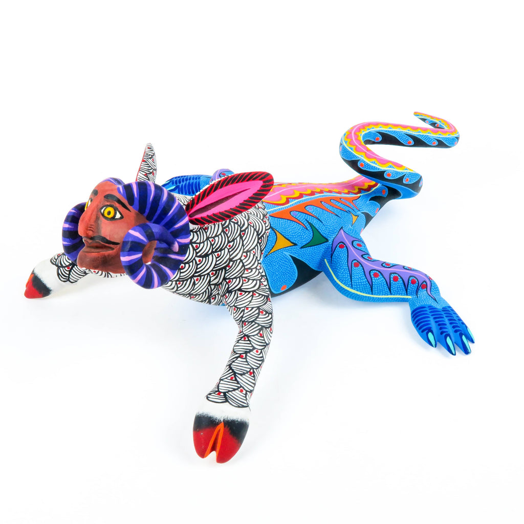Ram Iguana Man Nahual - Oaxacan Alebrije Wood Carving - Eleazar Morale