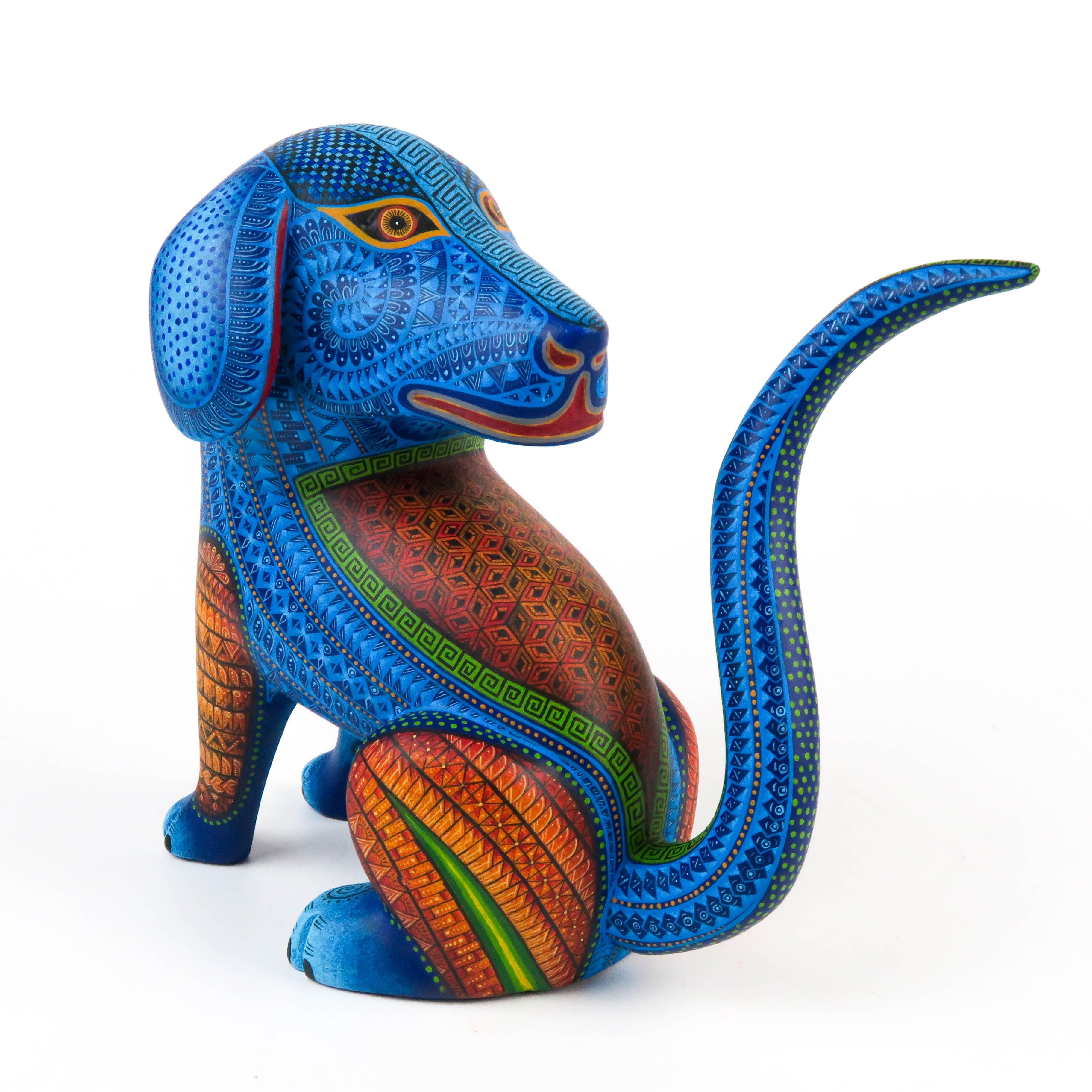 Sitting Dog - Oaxacan Alebrije Wood Carving Sculpture - Nestor