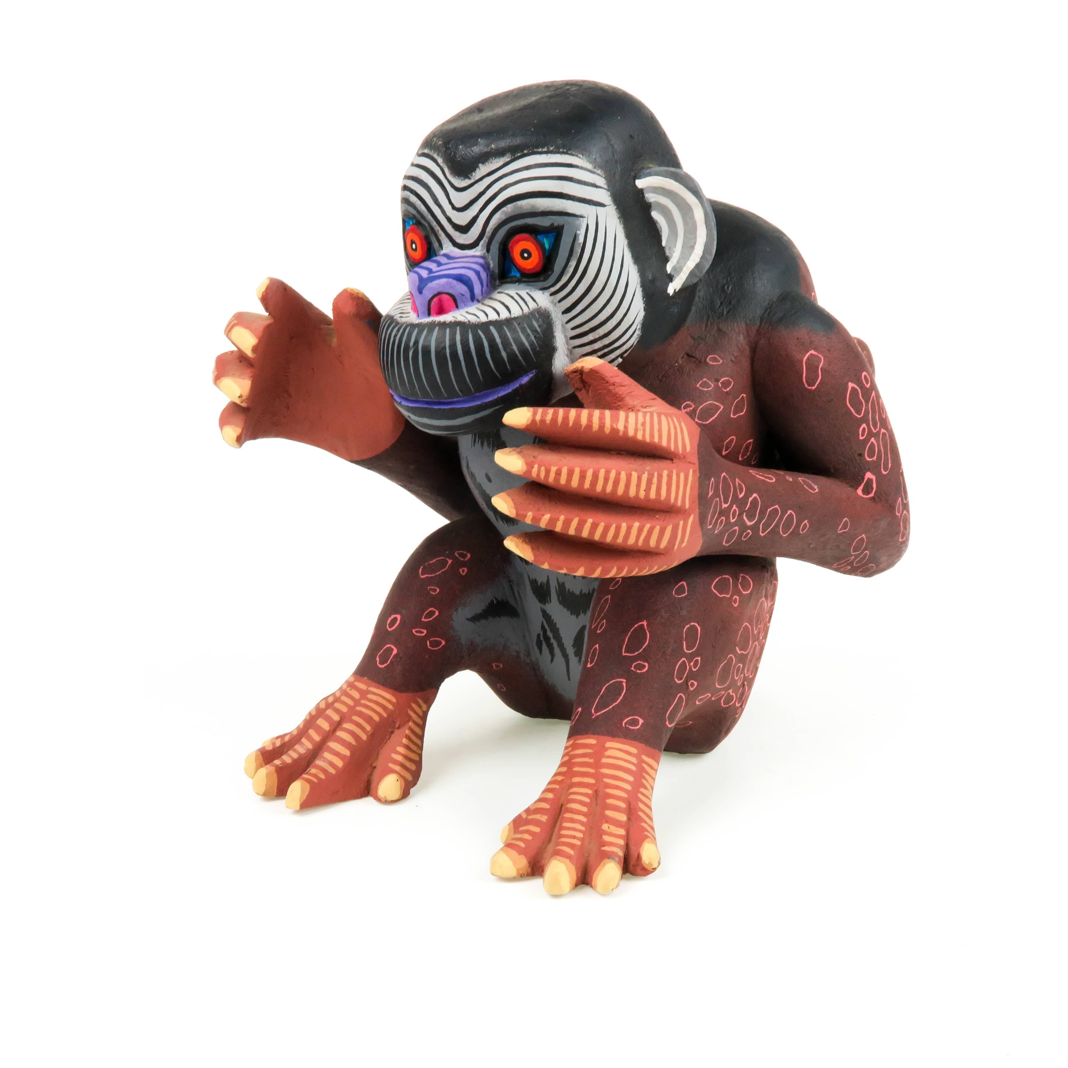 安楽安作 フジツボモンスター ザルグ Sitting Monkey - Oaxacan Alebrije Wood Carving – VivaMexico.com