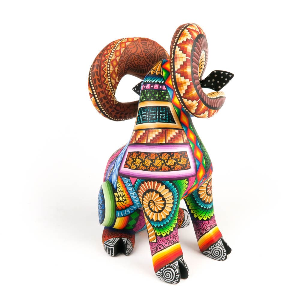 Sitting Ram - Oaxacan Alebrije Wood Carving Mexican Folk Art