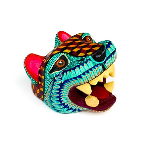 Small Cougar Head - Oaxacan Alebrije Wood Carving - Nestor Melchor