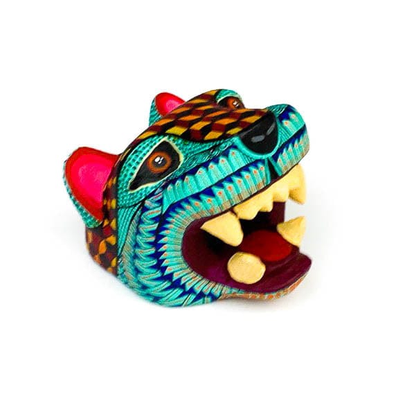 Small Cougar Head - Oaxacan Alebrije Wood Carving - Nestor Melchor