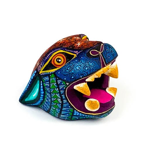 Small Jaguar Head - Oaxacan Alebrije Wood Carving - Nestor Melchor