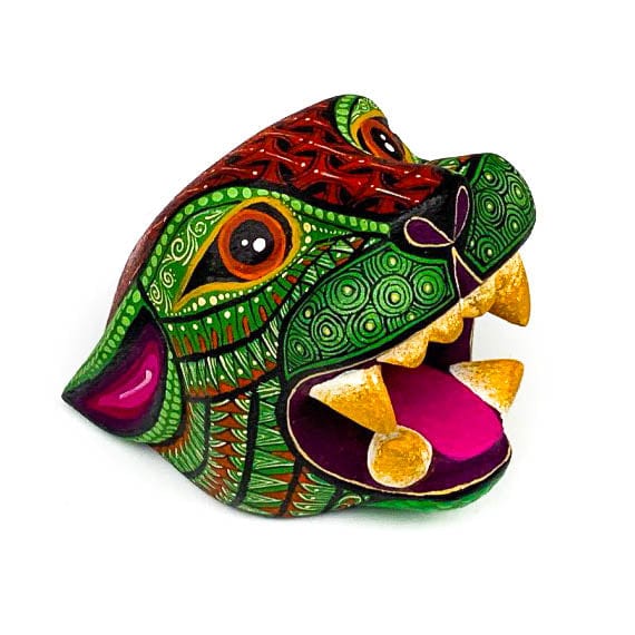 Small Jaguar Head - Oaxacan Alebrije Wood Carving - Nestor Melchor