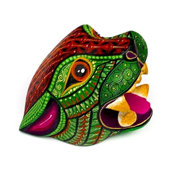 Small Jaguar Head - Oaxacan Alebrije Wood Carving - Nestor Melchor