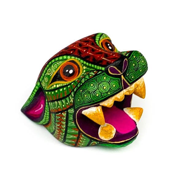 Small Jaguar Head - Oaxacan Alebrije Wood Carving - Nestor Melchor