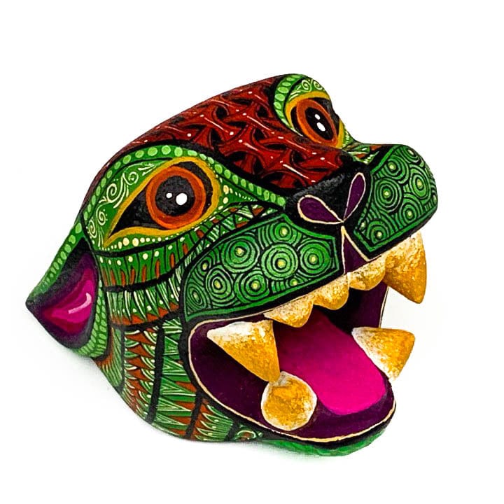 Small Jaguar Head - Oaxacan Alebrije Wood Carving - Nestor Melchor
