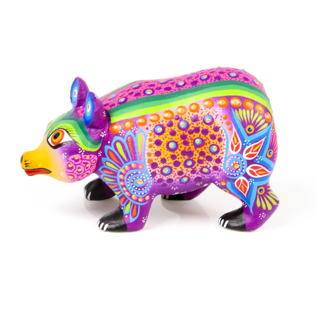 Small Purple Bear - Oaxacan Alebrije Wood Carving Sculpture