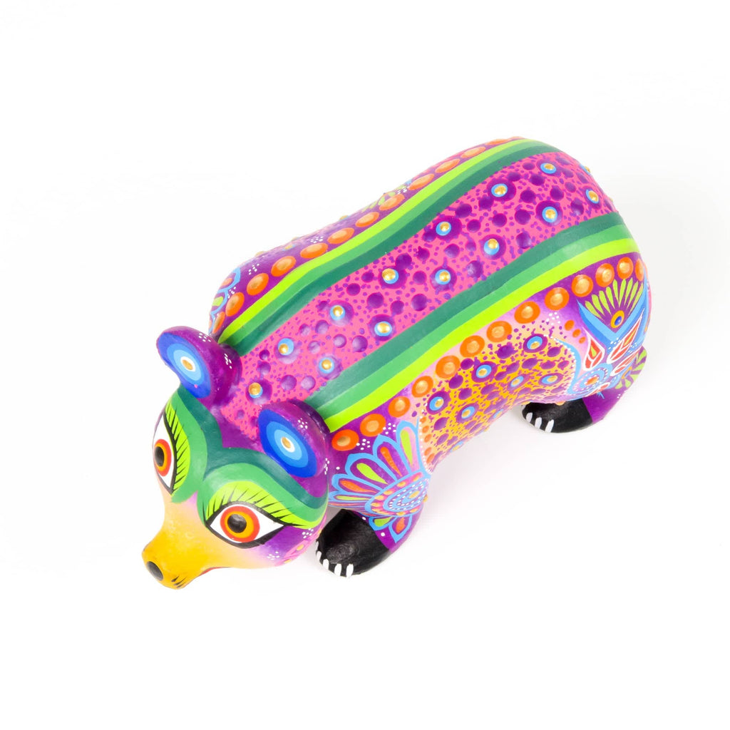 Small Purple Bear - Oaxacan Alebrije Wood Carving Sculpture