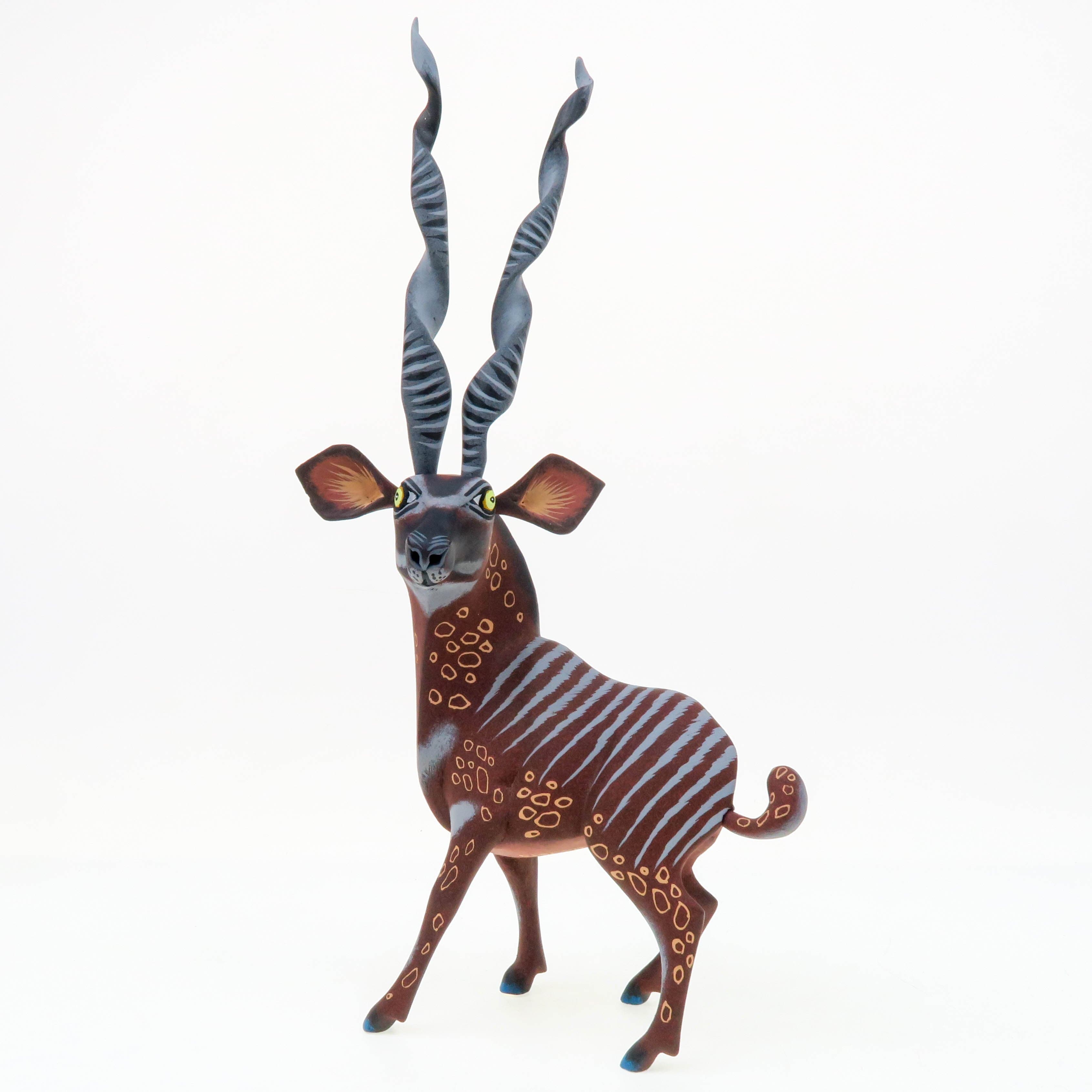 Spiral Horned Antelope - Oaxacan Alebrije Wood Carving