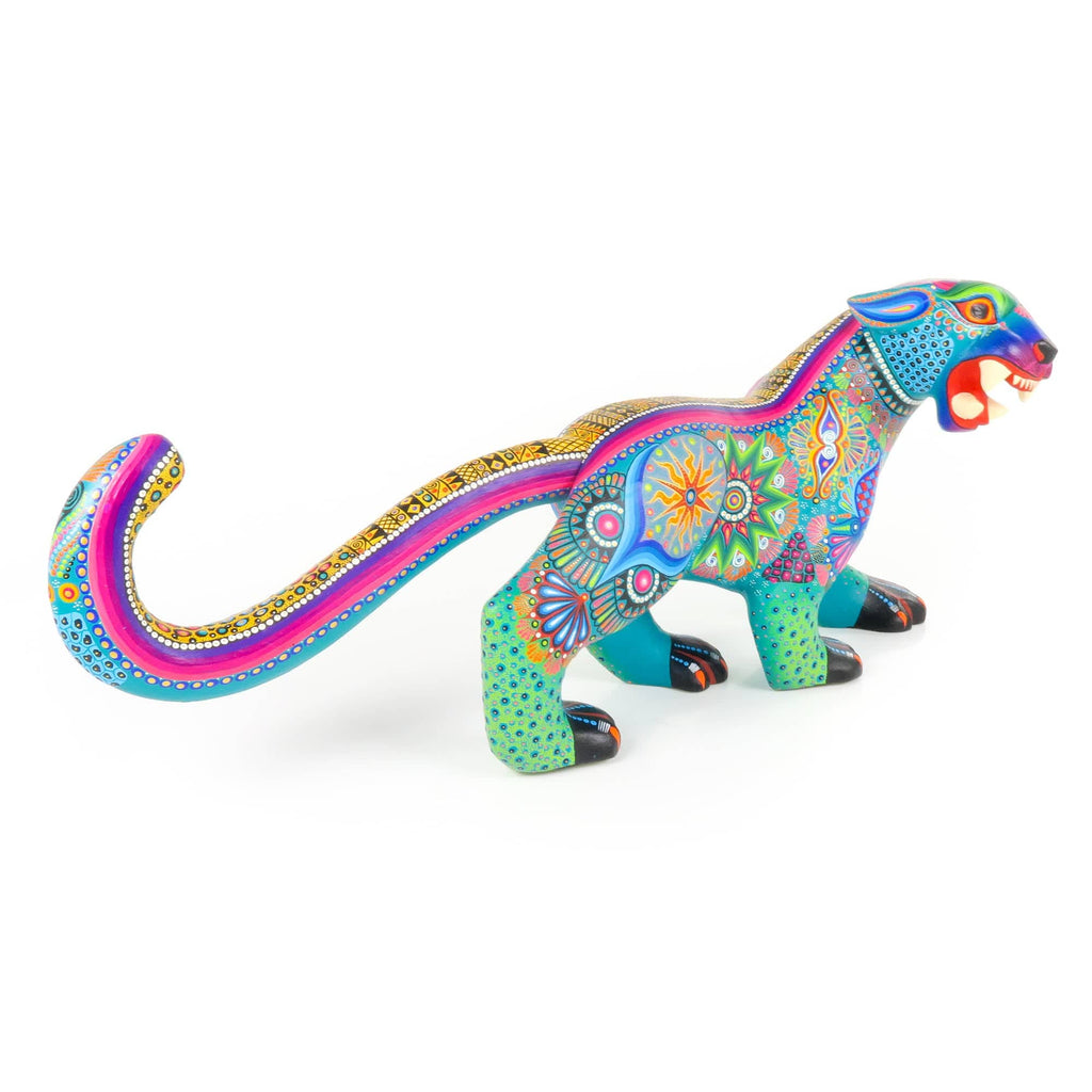 Turquoise Jaguar - Oaxacan Alebrije Wood Carving – VivaMexico.com