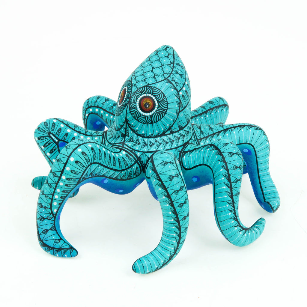 Turquoise Octopus - Oaxacan Alebrije Wood Carving – VivaMexico.com