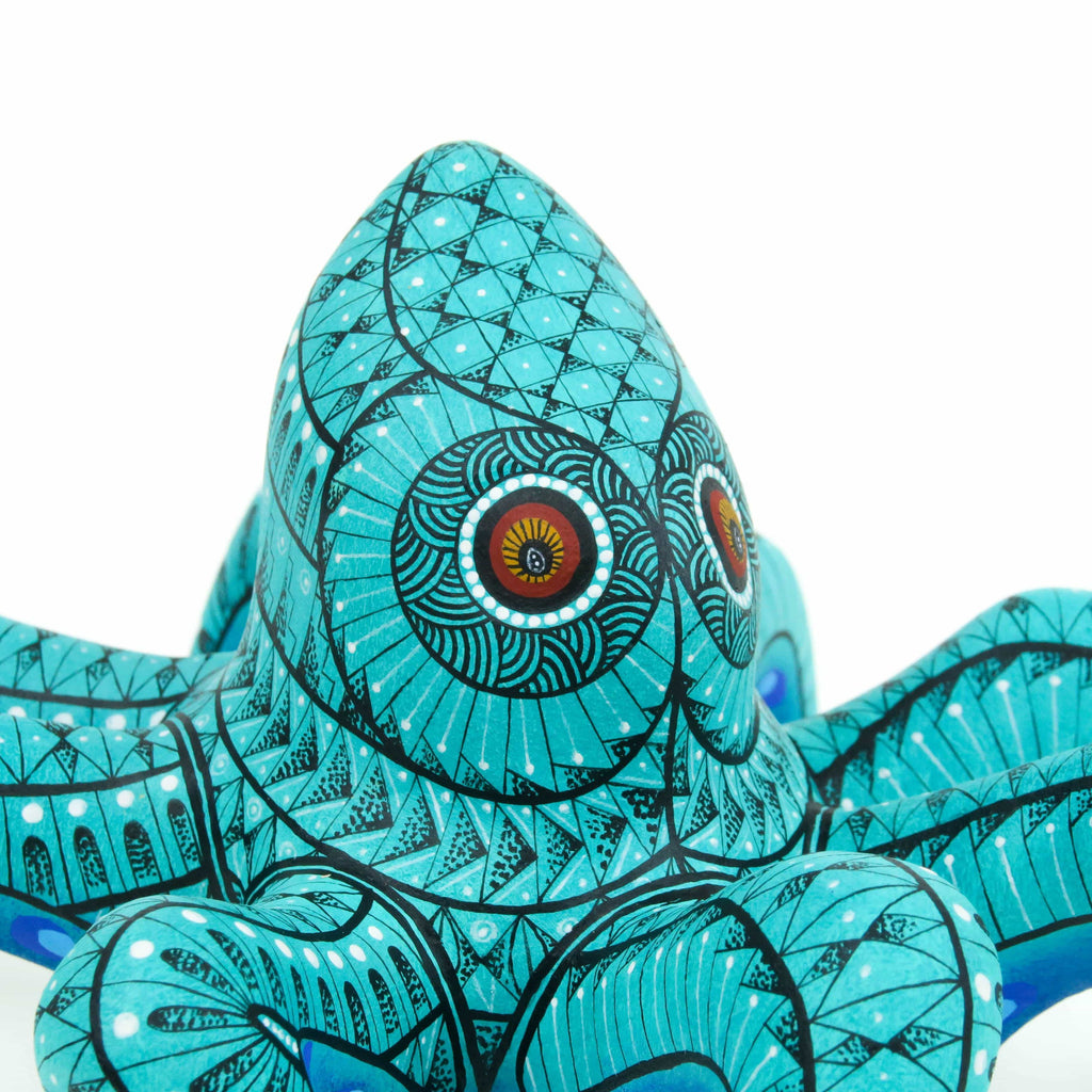 Turquoise Octopus - Oaxacan Alebrije Wood Carving – VivaMexico.com
