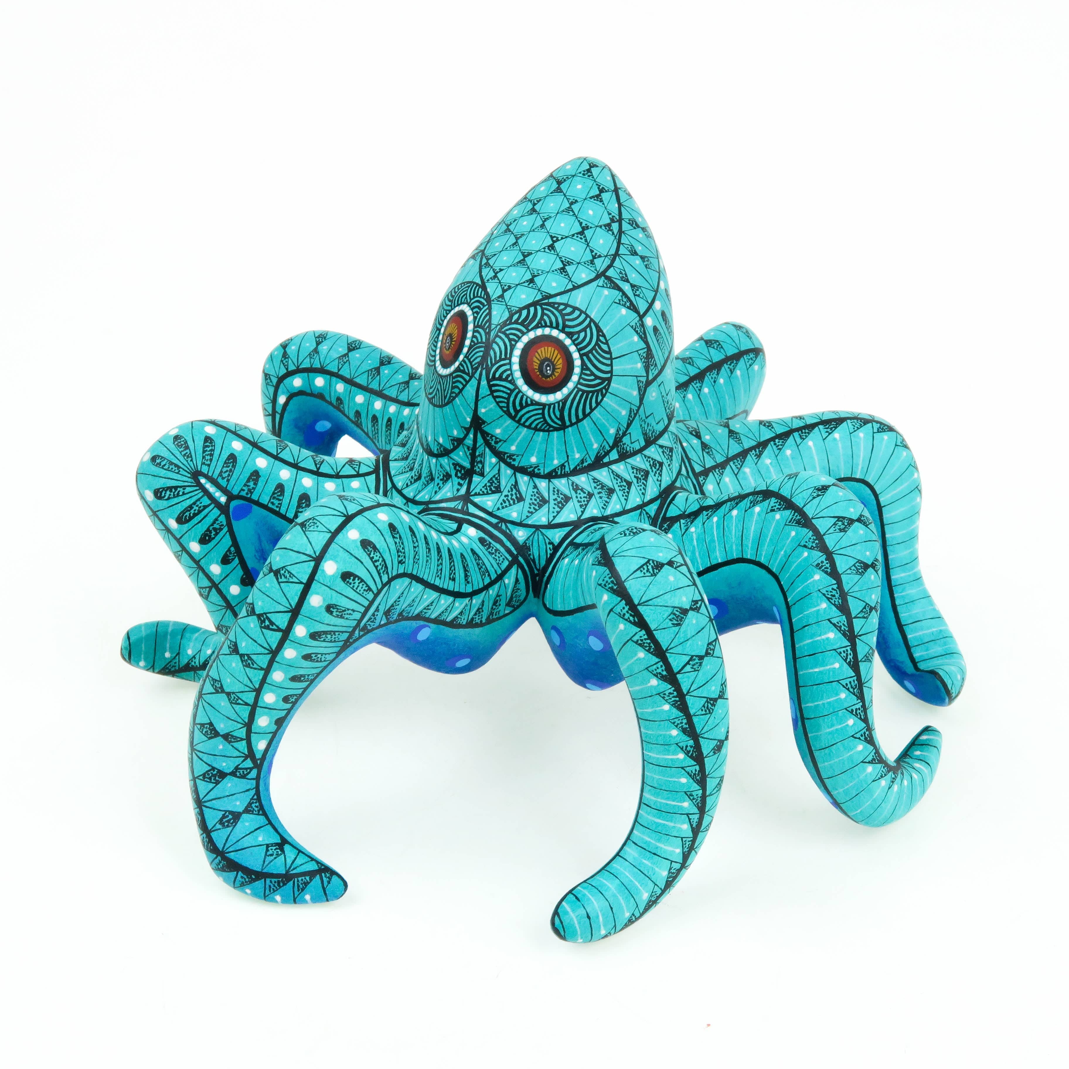 Turquoise Octopus - Oaxacan Alebrije Wood Carving – VivaMexico.com