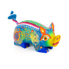 Turquoise Pig - Oaxacan Alebrije Wood Carving – VivaMexico.com