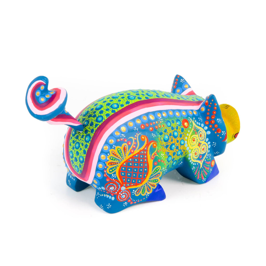 Turquoise Pig - Oaxacan Alebrije Wood Carving