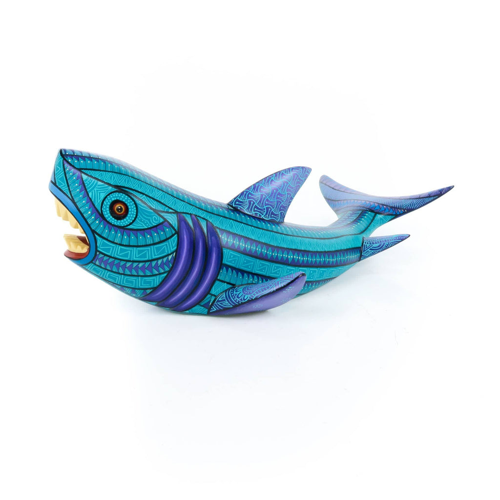 Blue & Red Jiraffe Oaxacan Wood Carving Alebrije