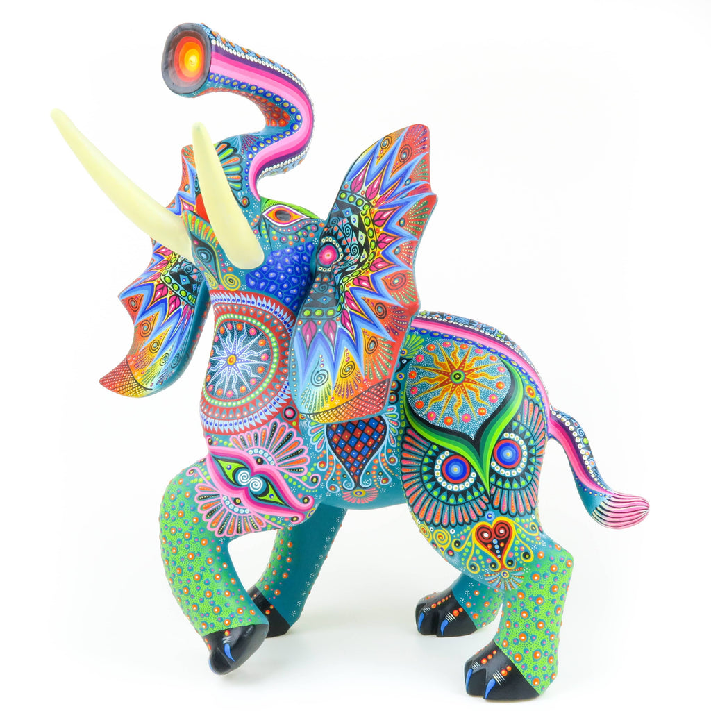 Vibrant Elephant - Oaxacan Alebrije Wood Carving – VivaMexico.com