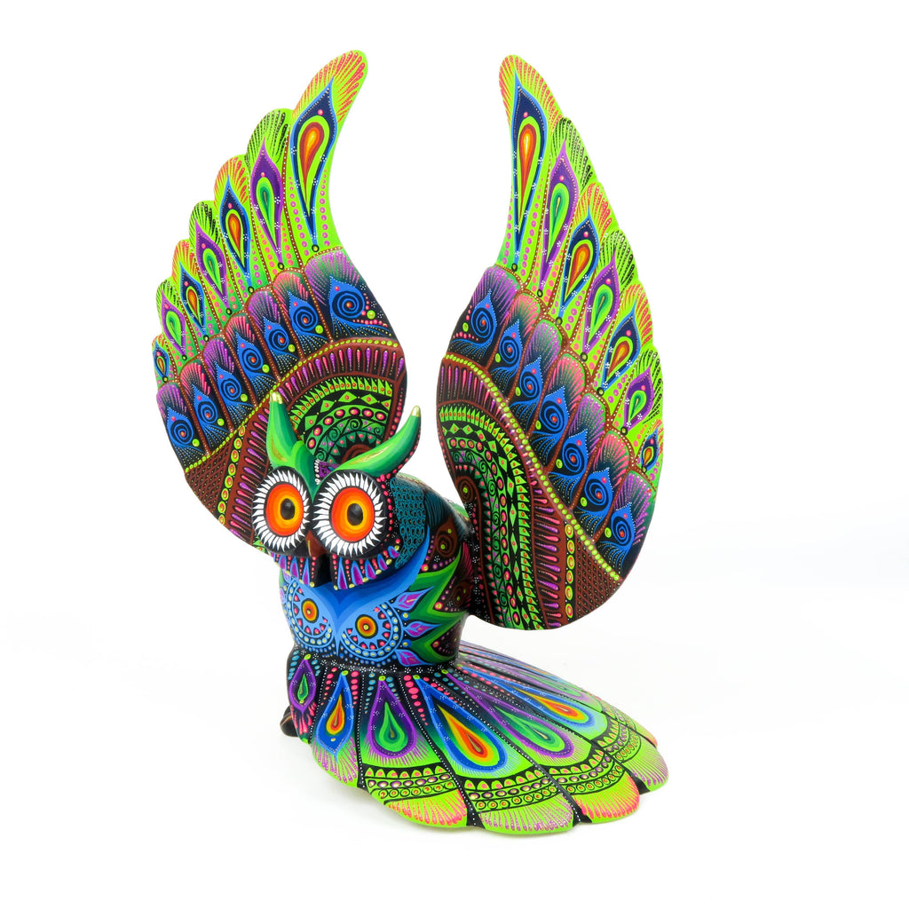 Vibrant Large Owl - Oaxacan Alebrije Wood Carving – VivaMexico.com