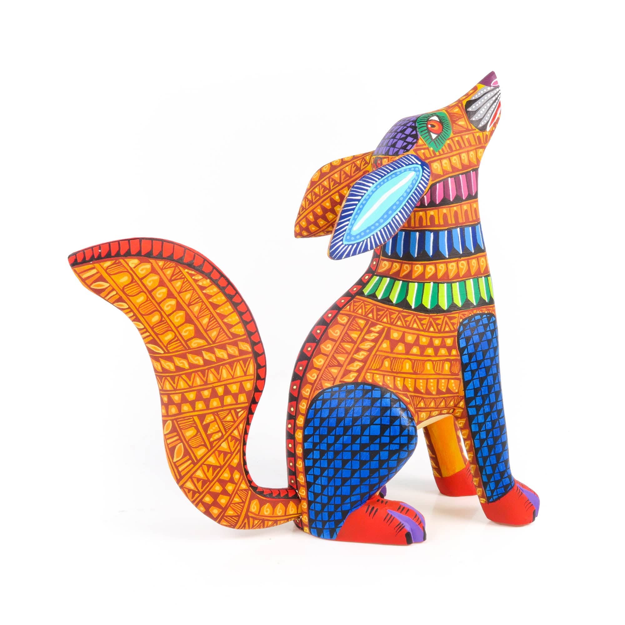 Vibrant Orange Coyote - Oaxacan Alebrije Wood Carving – VivaMexico