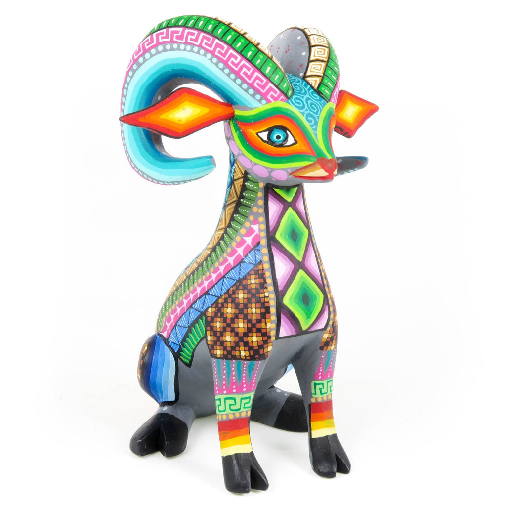 Vibrant Ram - Oaxacan Alebrije Wood Carving