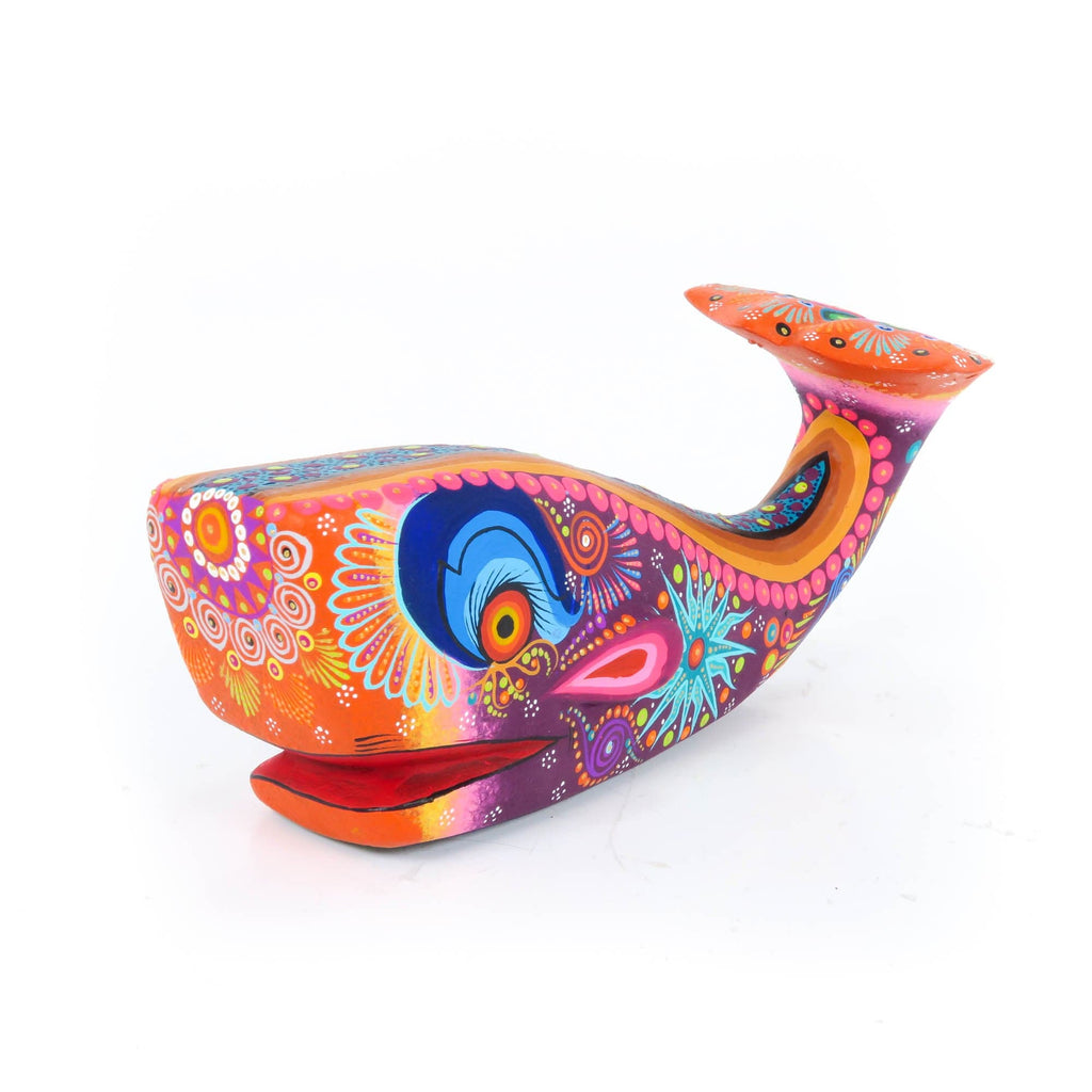 Vibrant Whale (Purple) - Oaxacan Alebrije Wood Carving