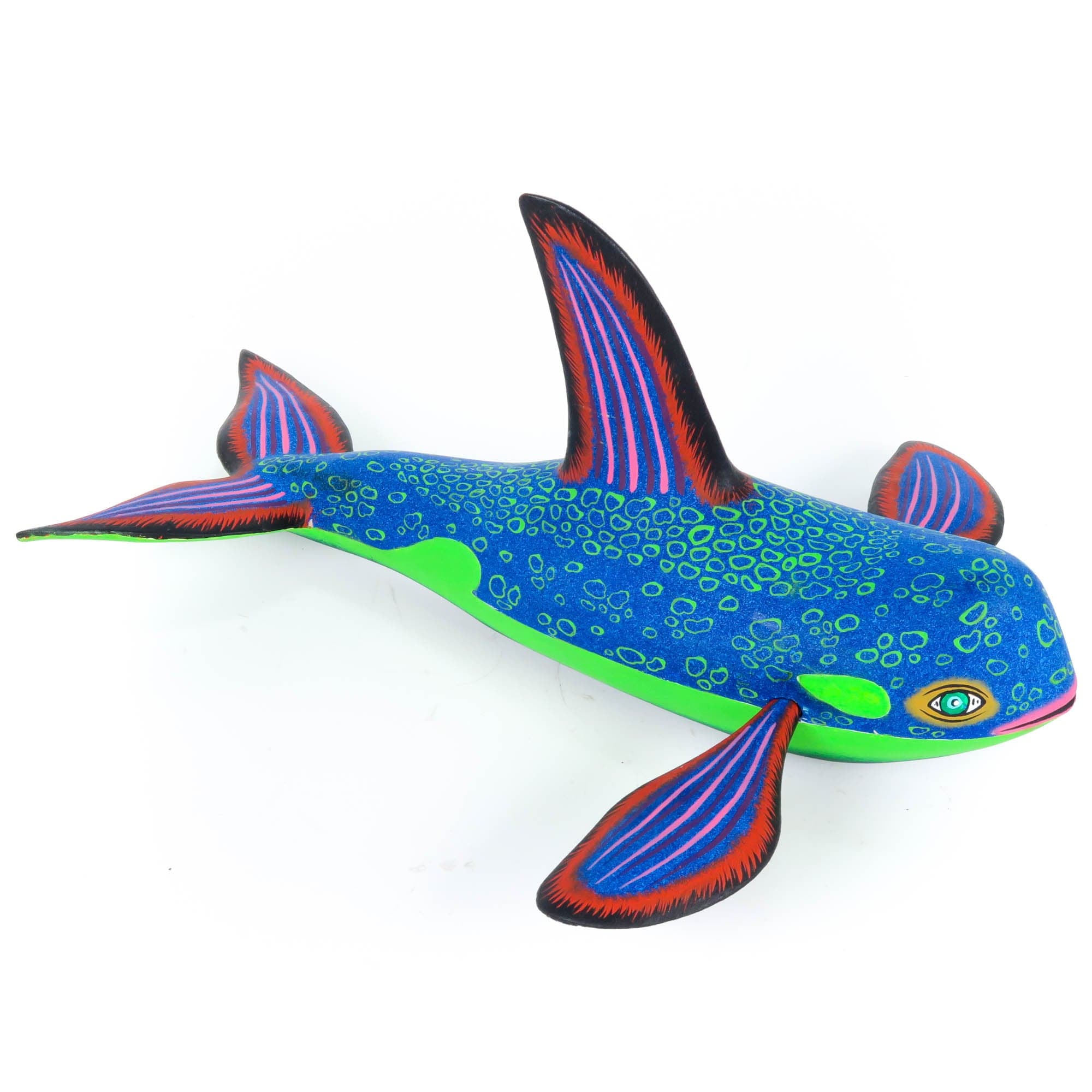 Whale(Blue,Green,Purple)-Oaxacan Alebrije Wood Carving-Eleazar