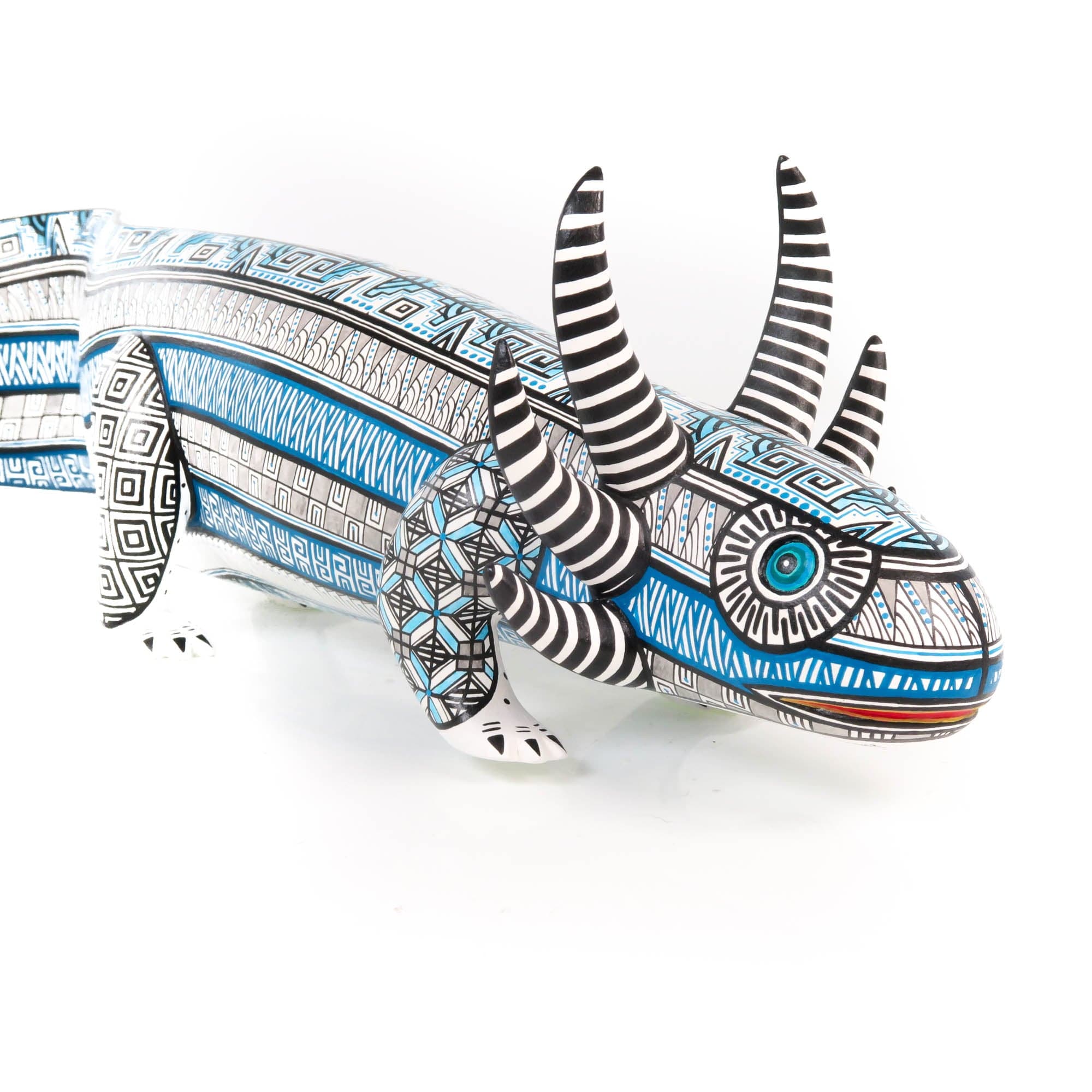 Turquoise Axolotl Mexican Wood Carving Alebrije