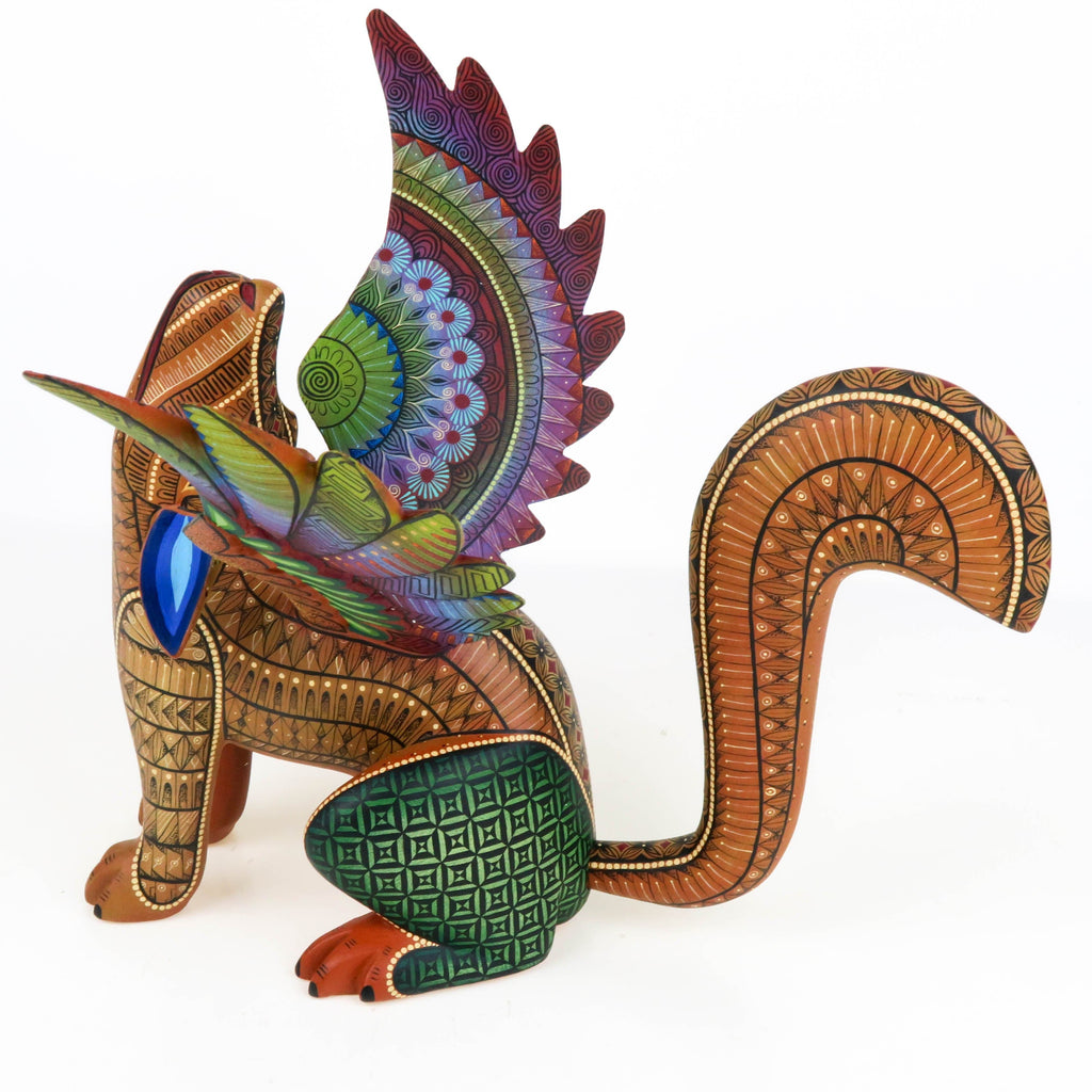 Winged Coyote - Oaxacan Alebrije Wood Carving – VivaMexico.com - Mexican Art