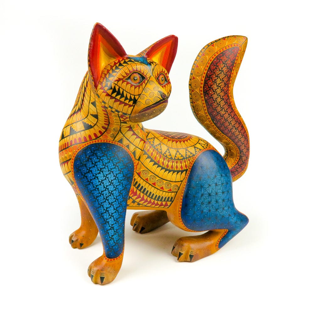 Yellow Raccoon - Oaxacan Alebrije Wood Carving - Nestor Melchor
