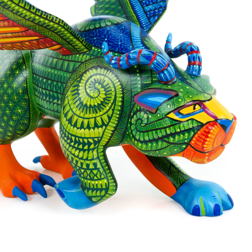 Zapotec Pepita Winged Jaguar - Oaxacan Alebrije Wood Carving