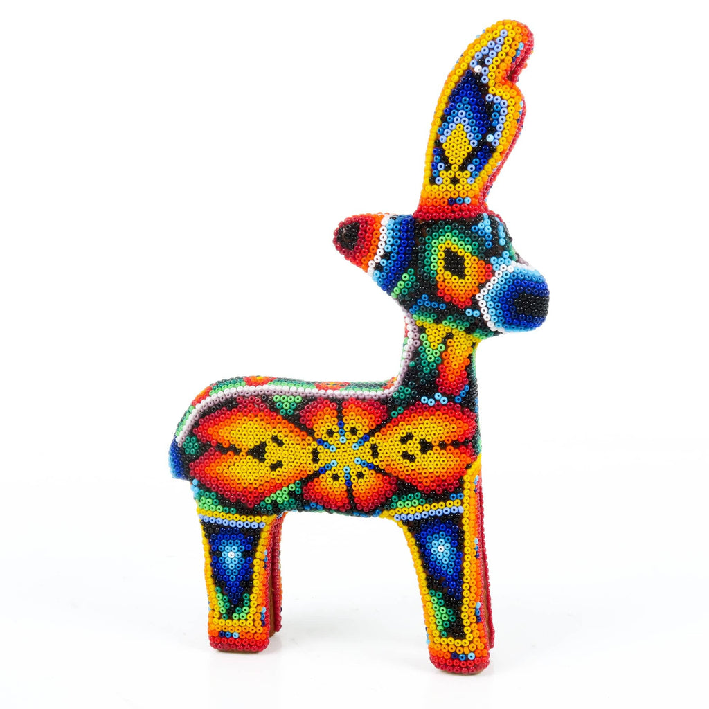 Beaded Deer - Huichol Wood Carving Art www.VivaMexico.com