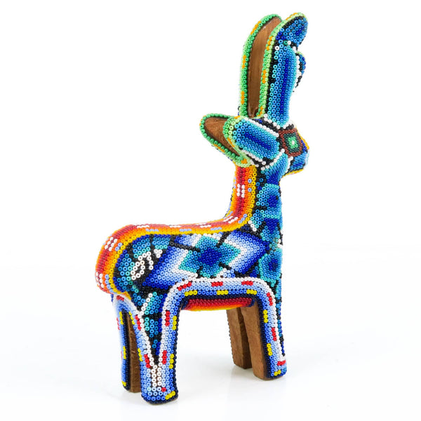 Beaded Deer - Huichol Wood Carving Art www.VivaMexico.com