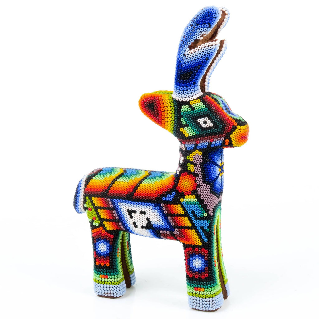 Beaded Deer - Huichol Wood Carving Art www.VivaMexico.com