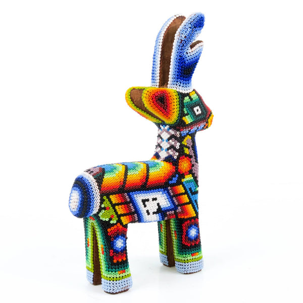 Beaded Deer - Huichol Wood Carving Art www.VivaMexico.com