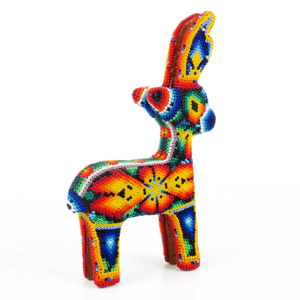 Beaded Deer - Huichol Wood Carving Art www.VivaMexico.com