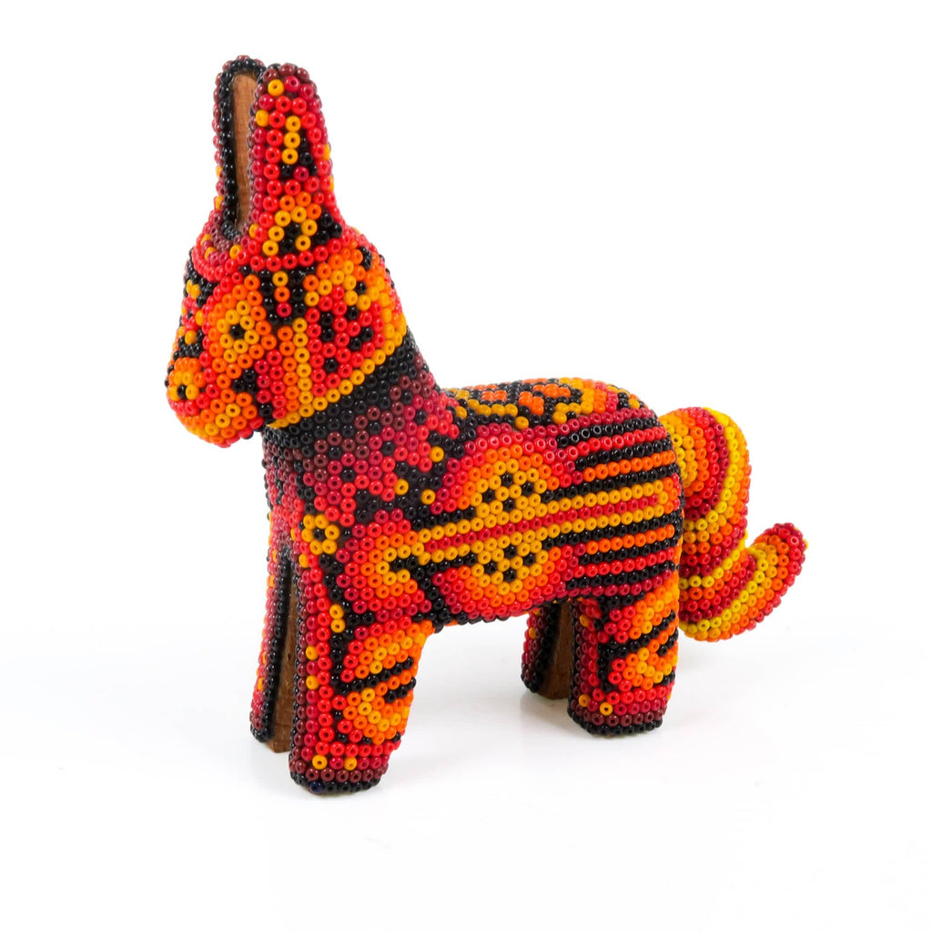 Beaded Donkey - Huichol Wood Carving Art www.VivaMexico.com