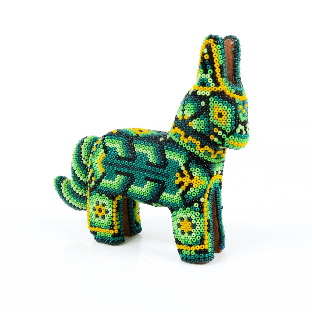 Beaded Donkey - Huichol Wood Carving Art www.VivaMexico.com