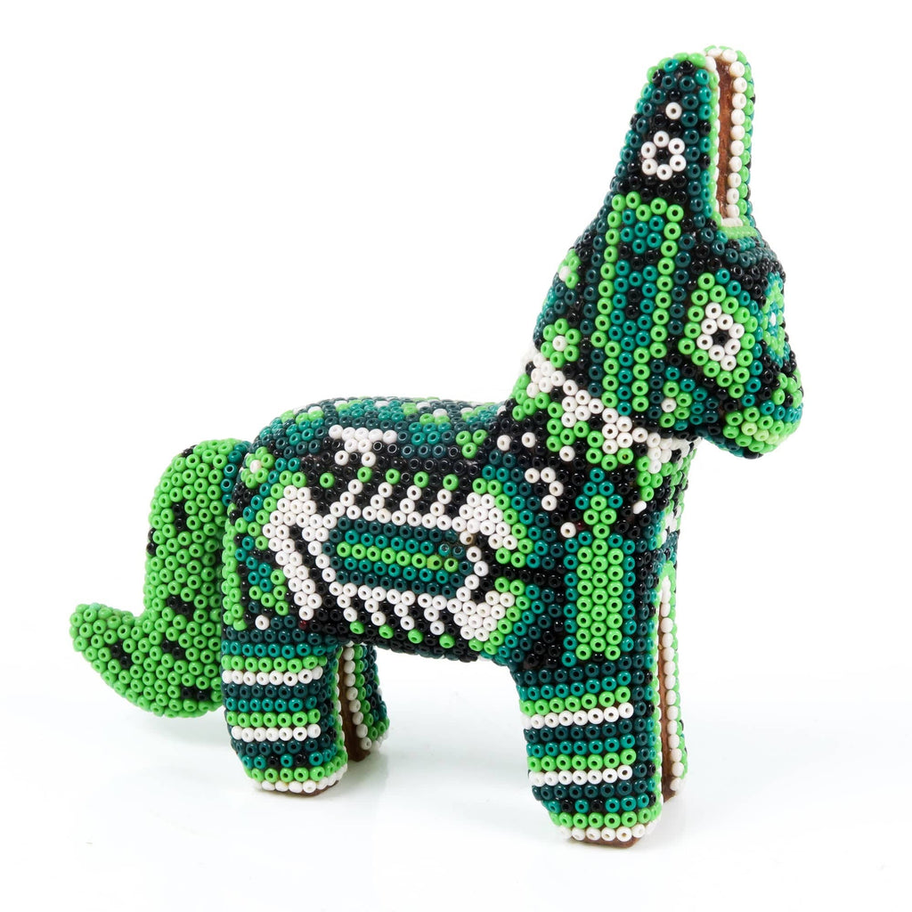 Beaded Donkey - Huichol Wood Carving Art www.VivaMexico.com